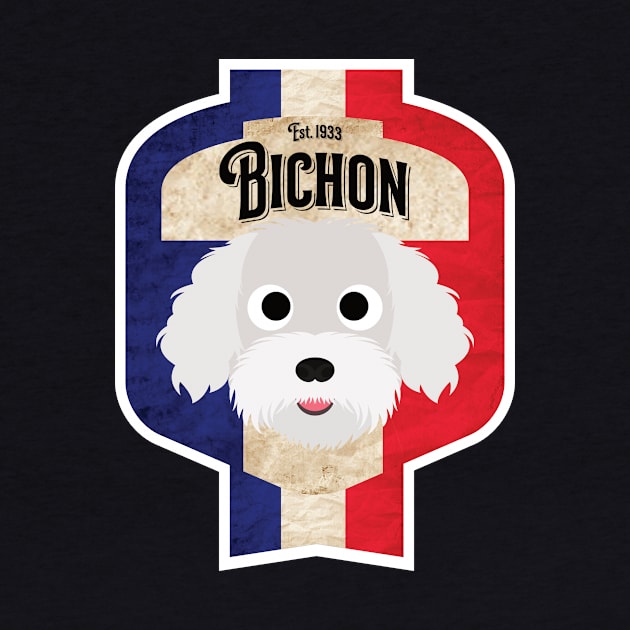 Bichon - Distressed French Bichon Beer Label Design by DoggyStyles